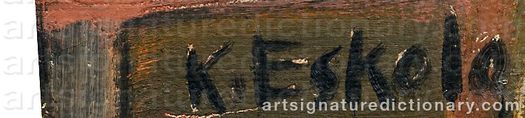Authentic signature by Kalle ESKOLA on  artwork