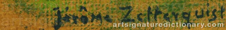 Authentic signature by Jerome ZETTERQUIST on  artwork