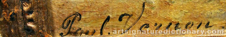 Authentic signature by Paul VERNON on  artwork