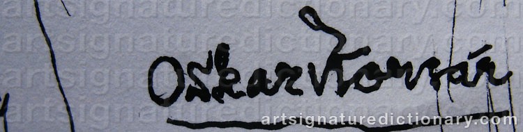 Authentic signature by Oskar KORSÁR on  artwork