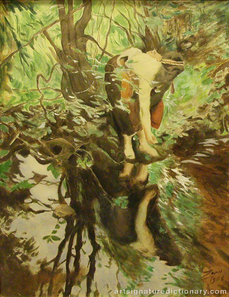 Close-up details showing Anders ZORN signature forgery characteristics