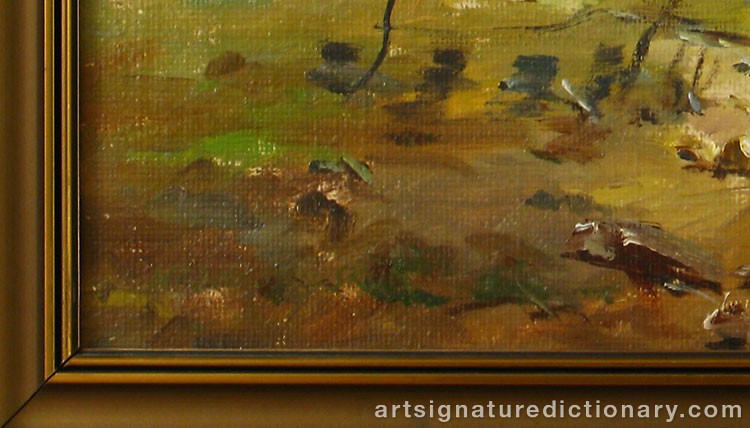 Close-up details showing Nils Nilsson (Sami Artist) SKUM signature forgery characteristics