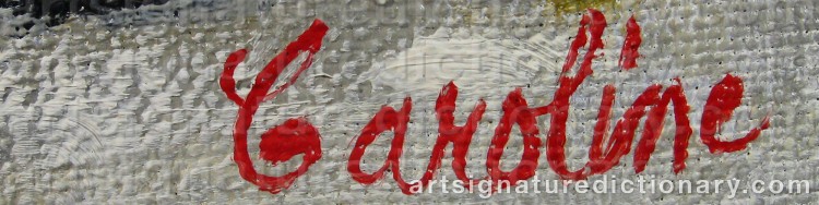 Authentic signature by Caroline GRINDA-CHRISTENSEN on  artwork