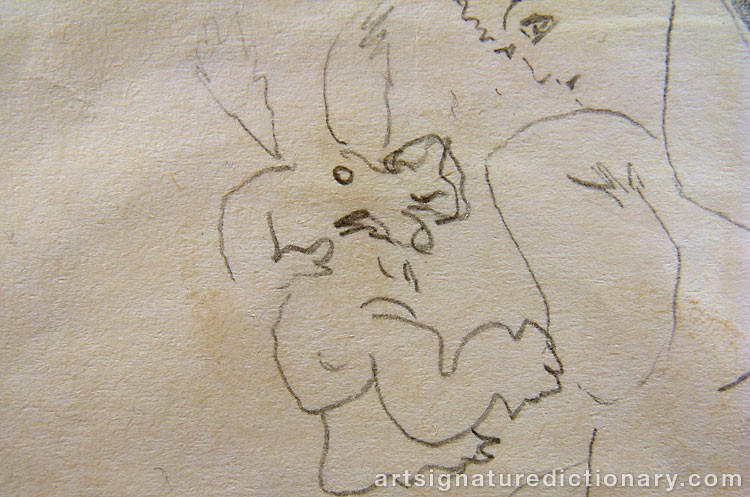 Close-up details showing Pablo PICASSO signature forgery characteristics