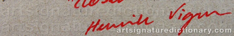 Authentic signature by Henrik VIGAN on  artwork