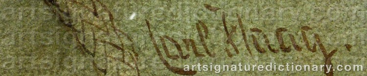 Authentic signature by Carl HAAG on  artwork
