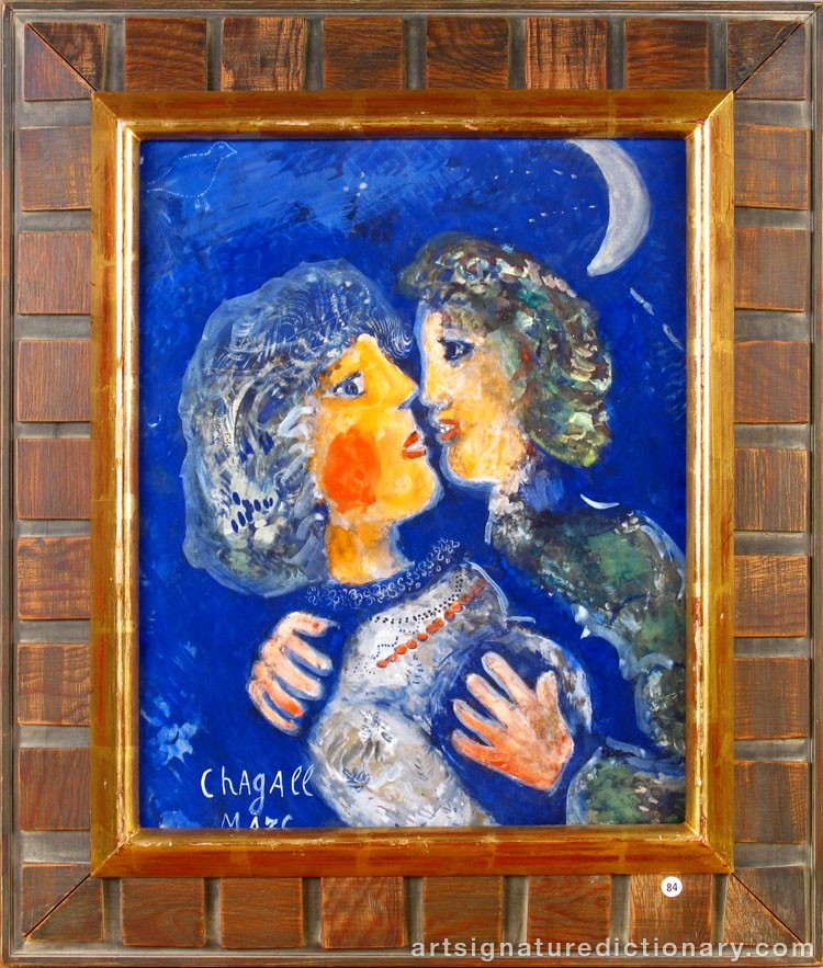 Close-up details showing Marc CHAGALL signature forgery characteristics
