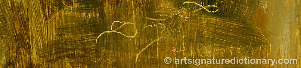 Authentic signature by Svend HAMMERSHØI on  artwork