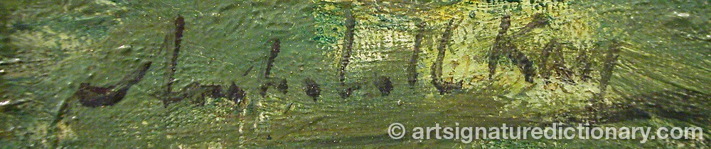 Authentic signature by Archibald KAY on  artwork