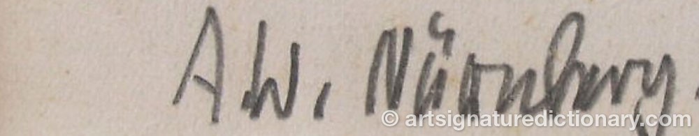Authentic signature by Alfons Walde NÜRNBERG on artwork