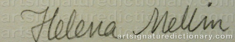 Authentic signature by Helena MELLIN on  artwork