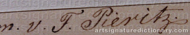 Authentic signature by F. PIERITZ on  artwork