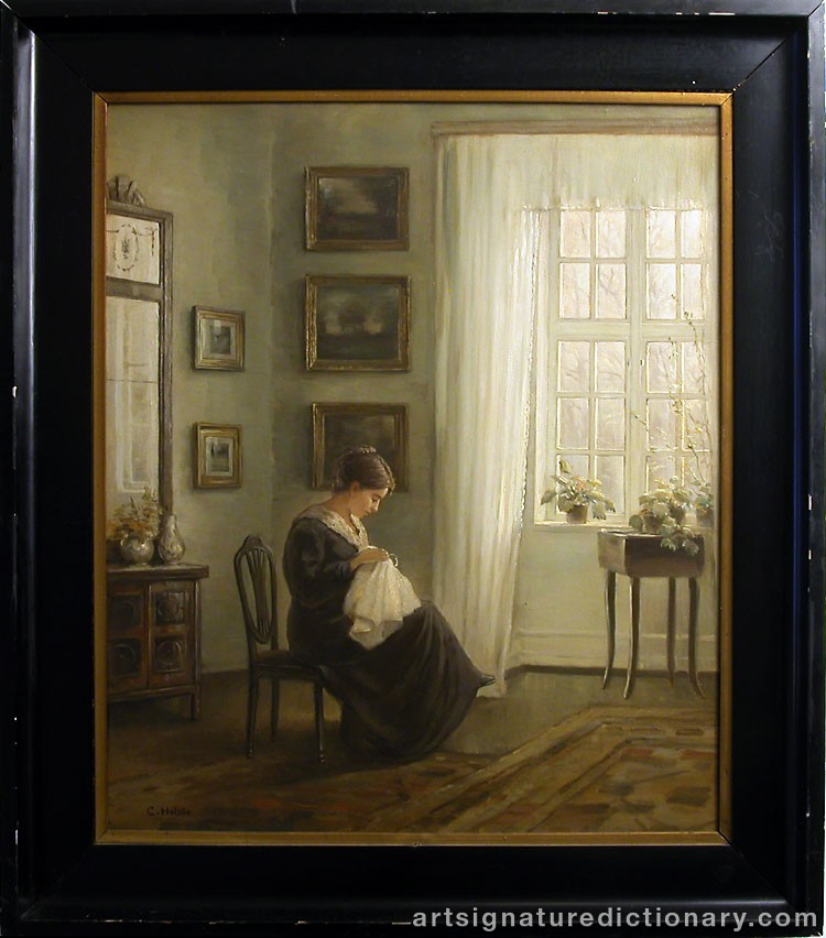 Close-up details showing Carl HOLSÖE signature forgery characteristics