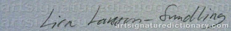 Authentic signature by Lisa LARSSON-SUNDLING on  artwork