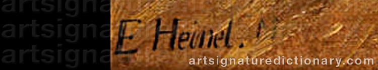Authentic signature by Eduard HEINEL on  artwork
