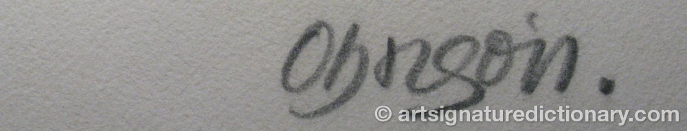 Authentic signature by Alejandro OBREGON on  artwork