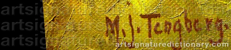 Authentic signature by Martin Johan TENGBERG on  artwork