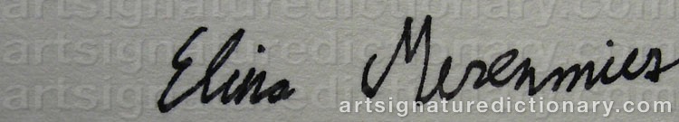 Authentic signature by Elina MERENMIES on artwork