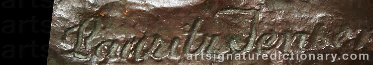 Authentic signature by Laurits JENSEN on  artwork