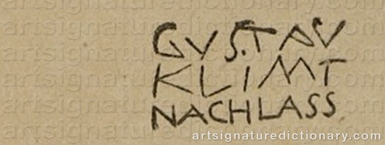 Authentic signature by Gustav KLIMT on Drawing/Graphic/Print artwork