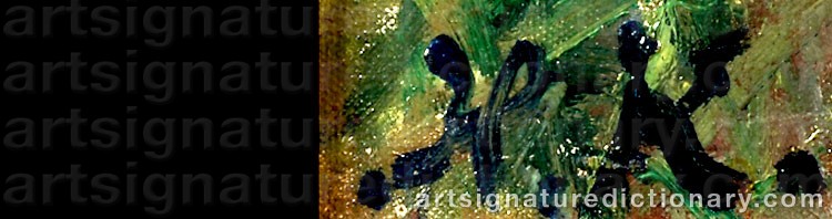 Authentic signature by Harald KJÆR on  artwork