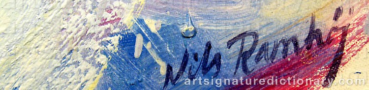 Authentic signature by Nils RAMHÖJ on  artwork