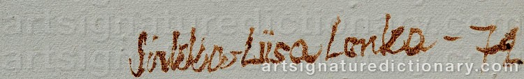 Authentic signature by Sirkka-Liisa LONKA on  artwork