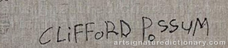 Authentic signature by Clifford Possum TJAPALTJARRI on Painting/Watercolour artwork