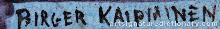 Authentic signature by Birger KAIPIAINEN on artwork
