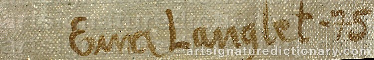 Authentic signature by Erna LANGLET on  artwork