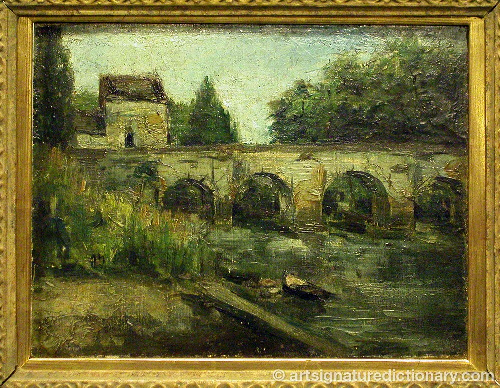 Close-up details showing Gustave COURBET signature forgery characteristics