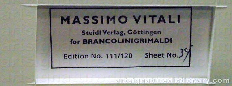 Authentic signature by Massimo VITALI on  artwork
