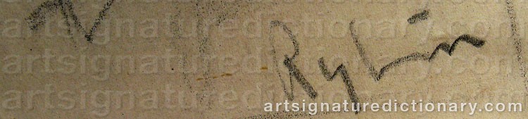 Authentic signature by Sven RYBIN on  artwork