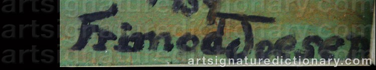 Authentic signature by Frimod JOENSEN on artwork