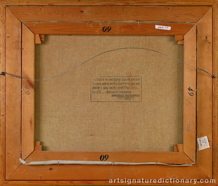 Close-up details showing Olle HJORTZBERG signature forgery characteristics