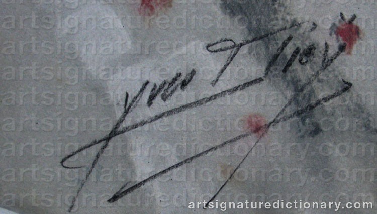Authentic signature by Yves DIEY on  artwork