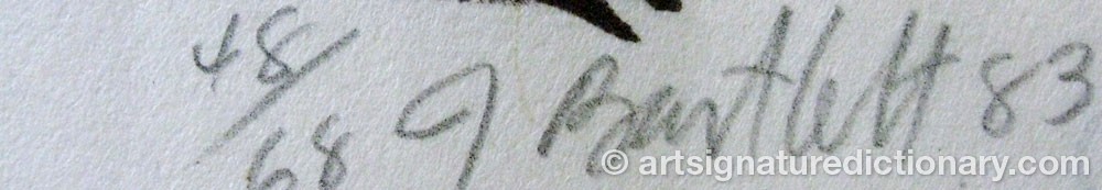 Authentic signature by Jennifer BARTLETT on  artwork