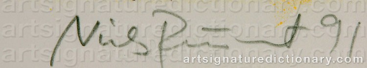 Authentic signature by Niels REUMERT on  artwork