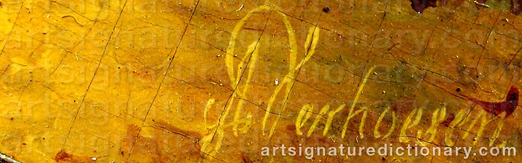 Authentic signature by Albertus VERHOESEN on  artwork