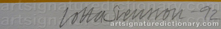 Authentic signature by Lotta SVENSSON on  artwork