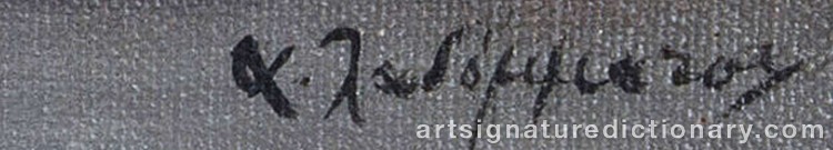 Authentic signature by Andreas LADOMMATOS on Painting/Watercolour artwork