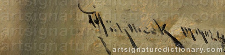 Authentic signature by Josef MÜHLBECK on  artwork