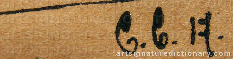 Authentic signature by Carl Henrik JENSEN-CARLÉN on artwork