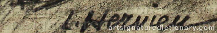 Authentic signature by Louise Jeanne Aimée HERVIEU on artwork