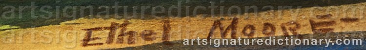 Authentic signature by Ethel MOORE on  artwork