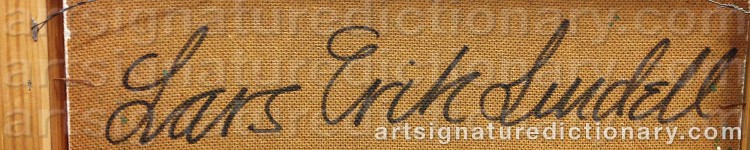 Authentic signature by Lars Erik LINDELL on artwork