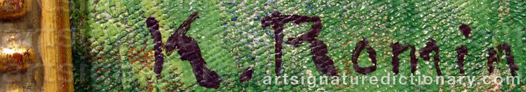 Authentic signature by Karl Alfred ROMIN on artwork
