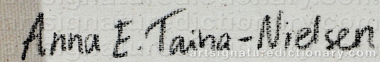 Authentic signature by Anna TAINA on  artwork