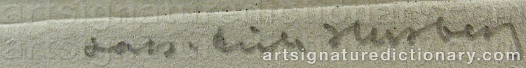 Authentic signature by Lars-Erik HUSBERG on  artwork