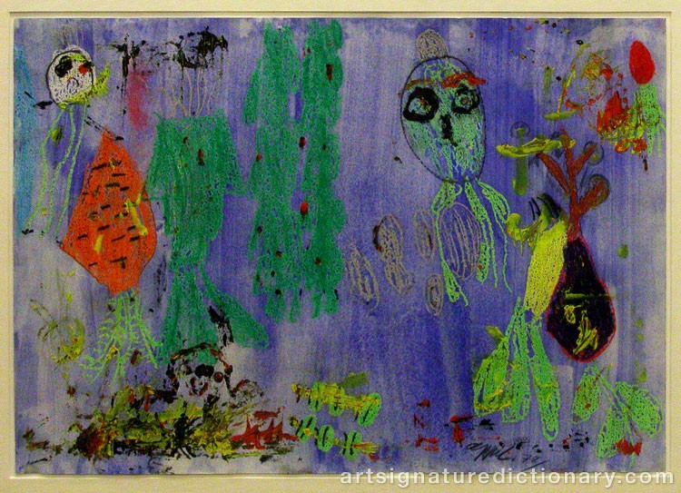 Close-up details showing Karel APPEL signature forgery characteristics